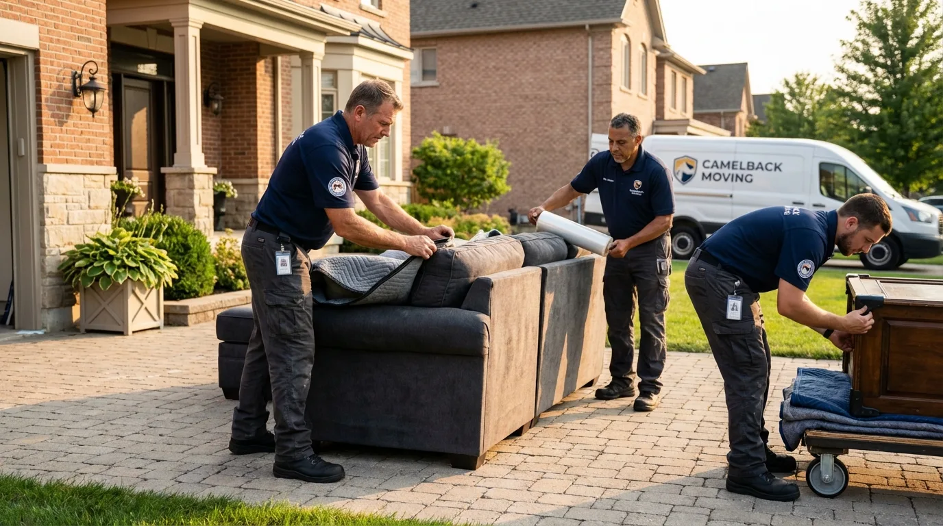 Large estate moving crew wrapping furniture in Yorktown Heights, NY
