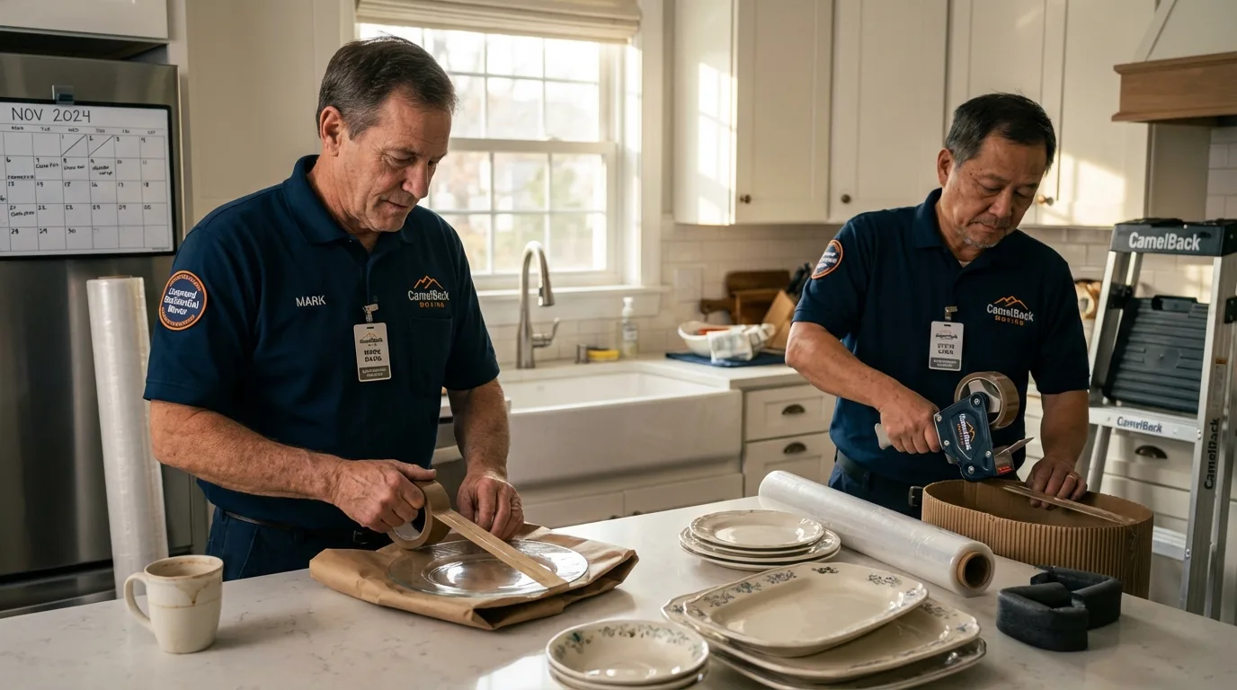 Professional crew packing kitchen dishware in Yorktown Heights, NY